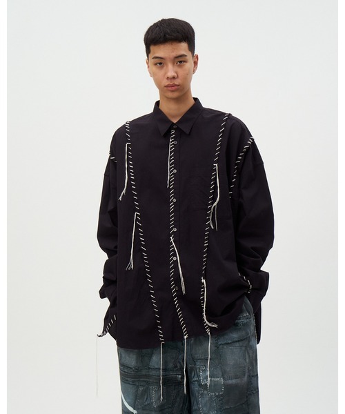 size2 askyy DOCKING SHIRTS ドッキング シャツ 黒 DISCOVERED（ディスカバード） シャツ DOCKING WIDE LOOPING SHIRTS