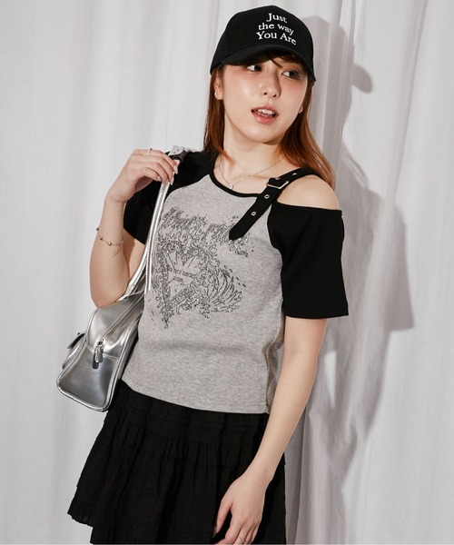 tシャツ 半袖 「ワンショルダー×グラフィック」Tシャツ／ストリート