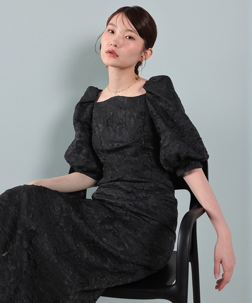 Kana パーティードレス ドレス シアージャガードパフスリーブ花柄