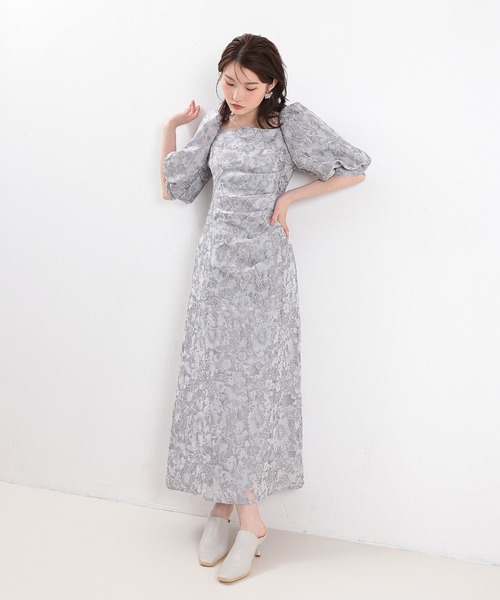 Kana パーティードレス ドレス シアージャガードパフスリーブ花柄