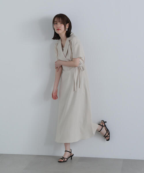 「N.(N. Natural Beauty Basic)」 半袖ワンピース MEDIUM ベージュ レディース_画像3