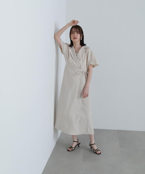 「N.(N. Natural Beauty Basic)」 半袖ワンピース MEDIUM ベージュ レディース_画像4