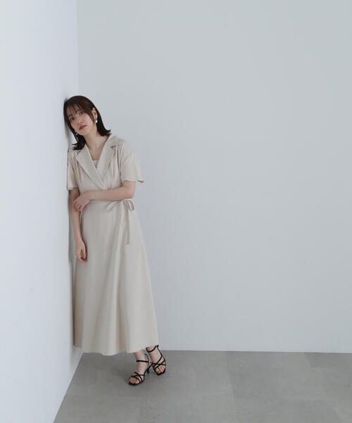 「N.(N. Natural Beauty Basic)」 半袖ワンピース MEDIUM ベージュ レディース_画像6