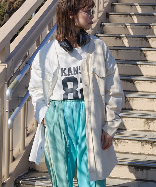「etsinta」 ノーカラージャケット ONE SIZE アイボリー レディース_画像7