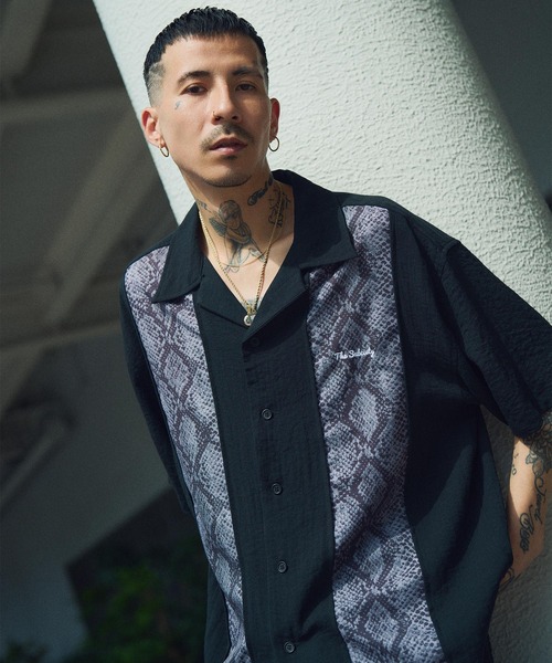 Subciety（サブサエティ） シャツ 半袖 Patterned panel shirt メンズ
