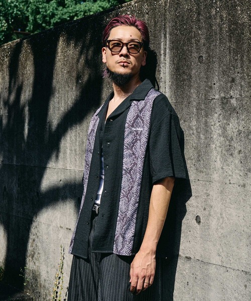 Subciety（サブサエティ） シャツ 半袖 Patterned panel shirt メンズ