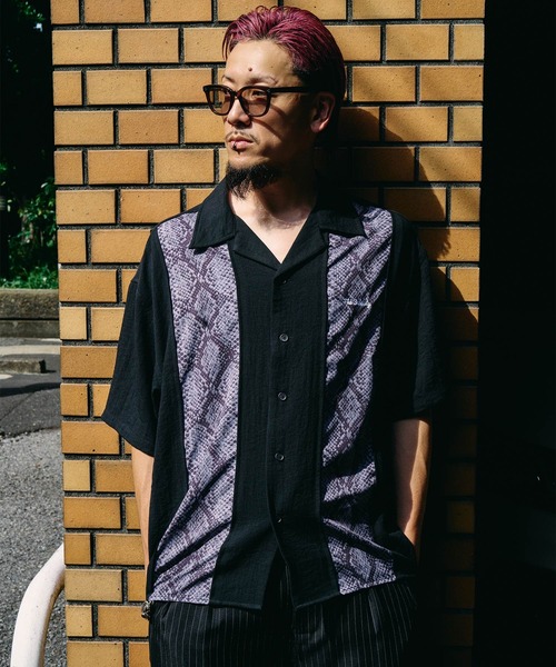 Subciety（サブサエティ） シャツ 半袖 Patterned panel shirt メンズ