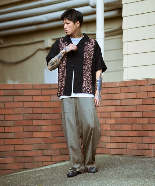 Subciety（サブサエティ） シャツ 半袖 Patterned panel shirt メンズ
