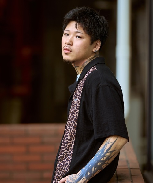 ☆Subciety 天使柄 半袖シャツ オープンカラー XS レア　美品 Subciety（サブサエティ） シャツ 半袖 Patterned panel shirt メンズ