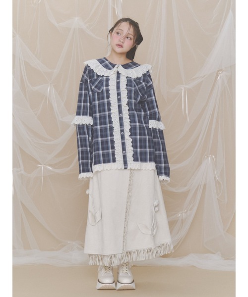 【新品タグ付き】merry jenny ジャガード スカート ホワイト merry jenny（メリージェニー）の「flowerジャカートドロストスカート