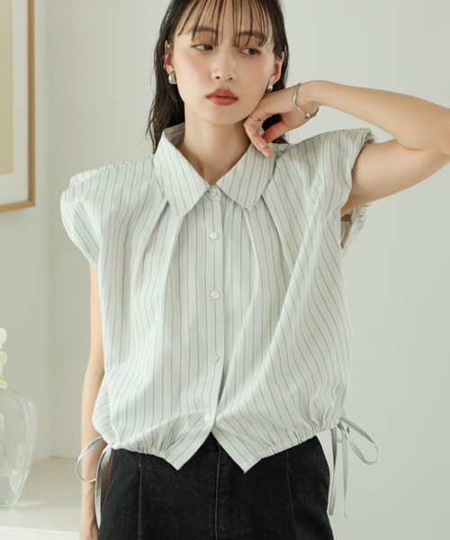 hinari（ヒナリ） ブラウス シャツ 半袖 2wayバルーンシャツ(襟 