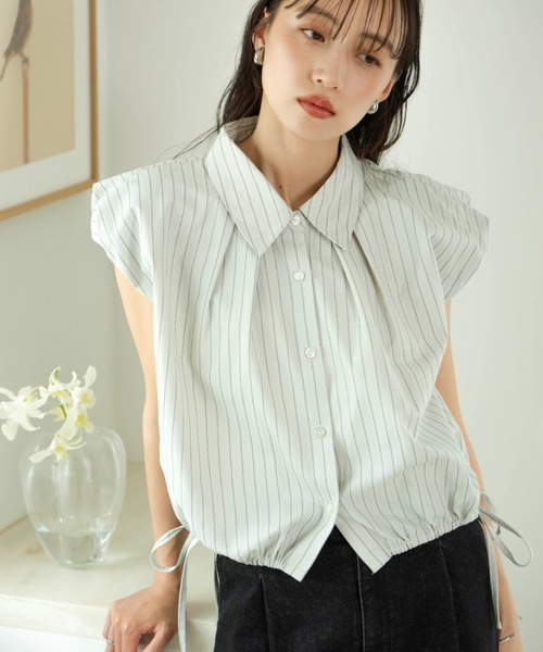 hinari（ヒナリ） ブラウス シャツ 半袖 2wayバルーンシャツ(襟 