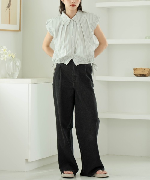 hinari 2wayバルーンシャツ(襟取り外し可能) hinari（ヒナリ） ブラウス シャツ 半袖 2wayバルーンシャツ(襟