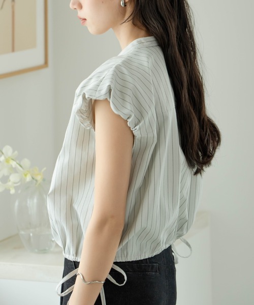 hinari（ヒナリ） ブラウス シャツ 半袖 2wayバルーンシャツ(襟 