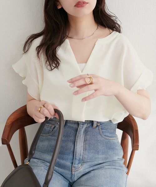 「natural couture」 半袖ブラウス FREE ボルドー レディース_画像2