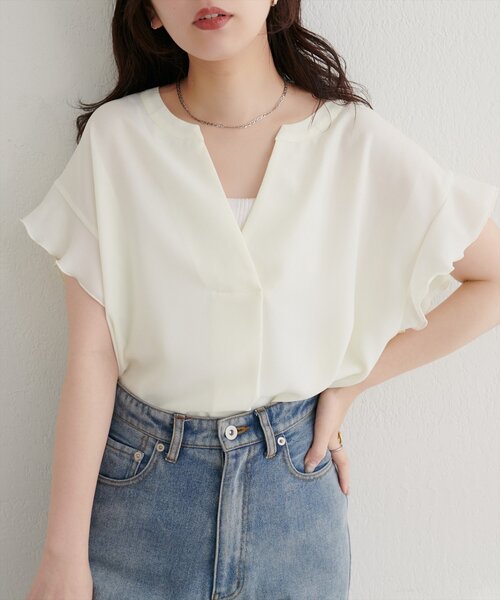 「natural couture」 半袖ブラウス FREE ボルドー レディース_画像3