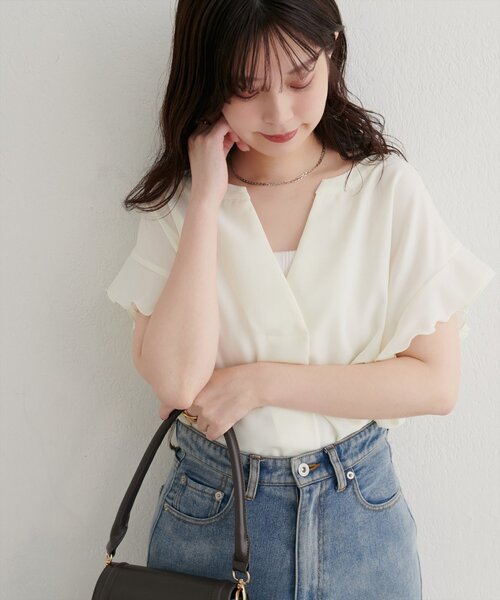 「natural couture」 半袖ブラウス FREE ボルドー レディース_画像4