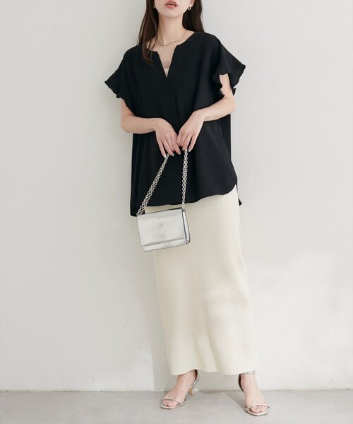 「natural couture」 半袖ブラウス FREE ボルドー レディース_画像8
