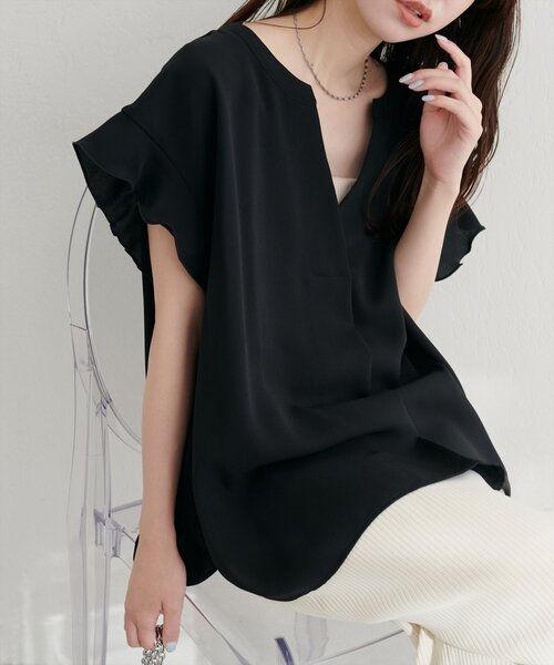「natural couture」 半袖ブラウス FREE ボルドー レディース_画像9