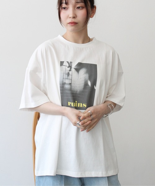 tシャツ 半袖 フォトプリントカラーロゴTシャツ レディース