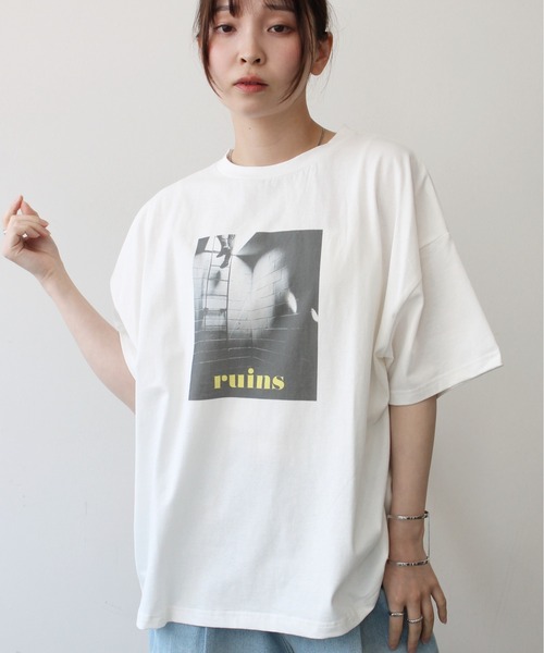 tシャツ 半袖 フォトプリントカラーロゴTシャツ レディース