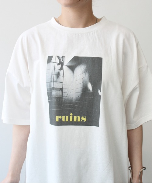 tシャツ 半袖 フォトプリントカラーロゴTシャツ レディース