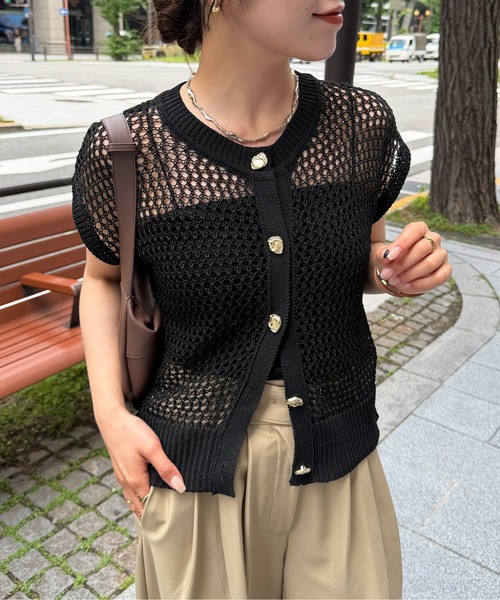Thevon（ゼヴォン） カーディガン 「新色登場！」GOLDボタンメッシュ