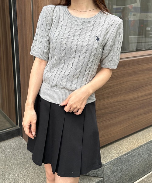 「U.S. POLO ASSN.」 半袖ニット S ブルー レディース_画像4