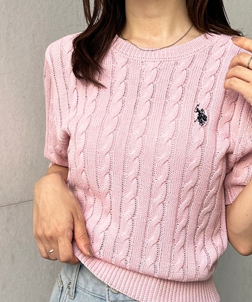 「U.S. POLO ASSN.」 半袖ニット S ブルー レディース_画像5