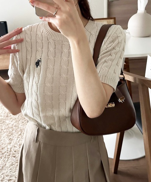 「U.S. POLO ASSN.」 半袖ニット S ブルー レディース_画像6