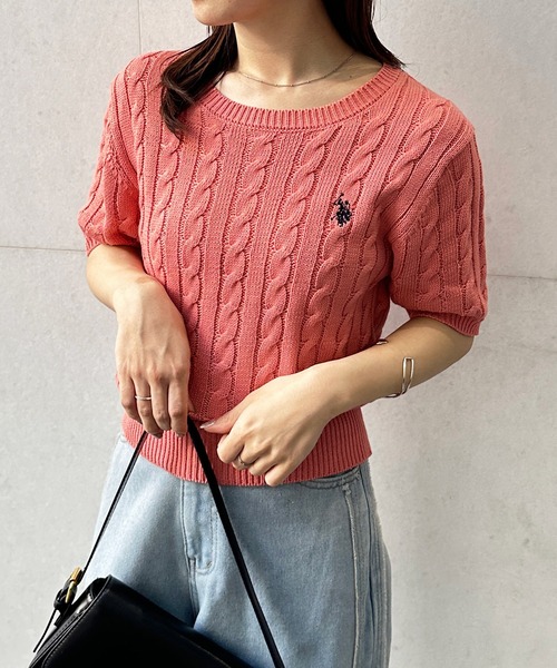 「U.S. POLO ASSN.」 半袖ニット S ブルー レディース_画像7