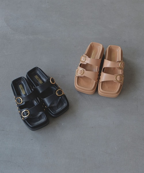 「Daniella&GEMMA」 フラットサンダル 37 ブラック レディース_画像6