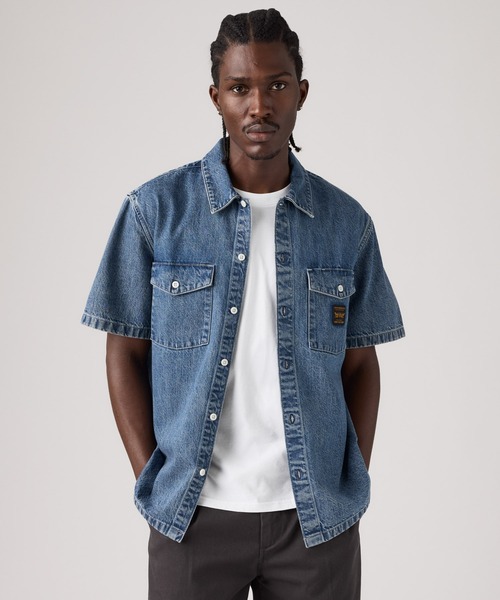激レア　非売品　Levi Strauss & Co. バナーとLeeワークシャツ Levi's（リーバイス） シャツ 半袖 WORKWEAR ショートスリーブ