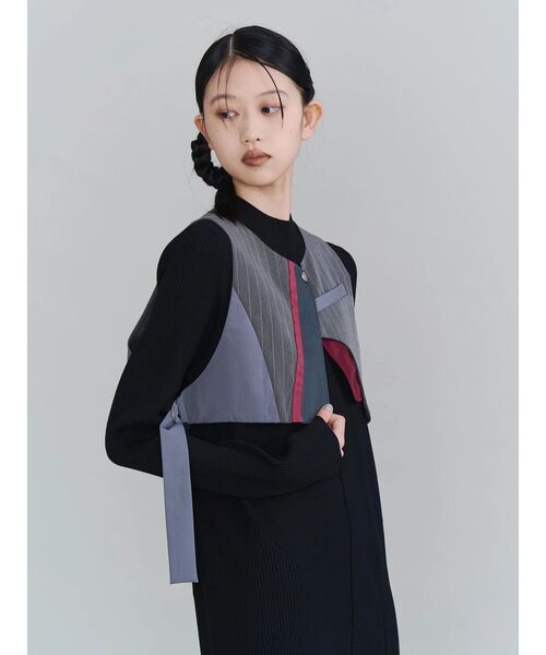 【美品/着用少】アンスリードUN3D. 2WAYアシンメトリーニットベスト UN3D.（アンスリード） ASYMMETRY MIX VEST / アシンメトリーミックス