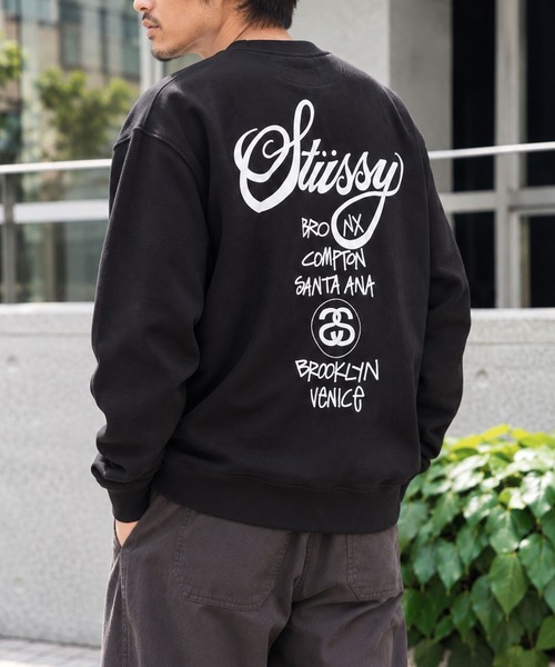 Stüssy ブラック スウェットシャツ STUSSY（ステューシー） tシャツ WORLD TOUR CREW PIGMENT DYED