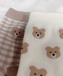 靴下 レディース くまちゃんデザインソックス靴...の詳細画像1