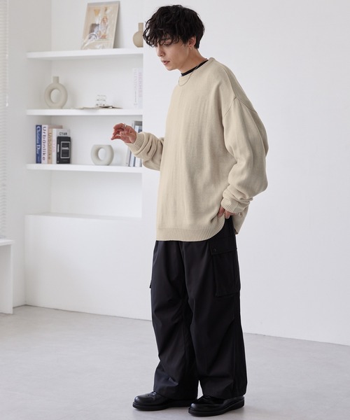 MONO-MART セーター ニット ボリュームルーズ クルーネックプル