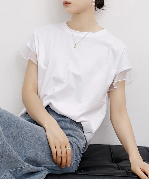 yori フリルデザイン 半袖Tシャツ yori フリル裾 半袖Tシャツ 黒 - メルカリ