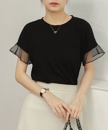 yori フリルデザイン 半袖Tシャツ yori バックフレアオーバーカットソー フリル裾 半袖Tシャツ