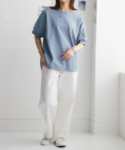 ニッセン tシャツ 綿100％バスク後ろボタントップス（2023