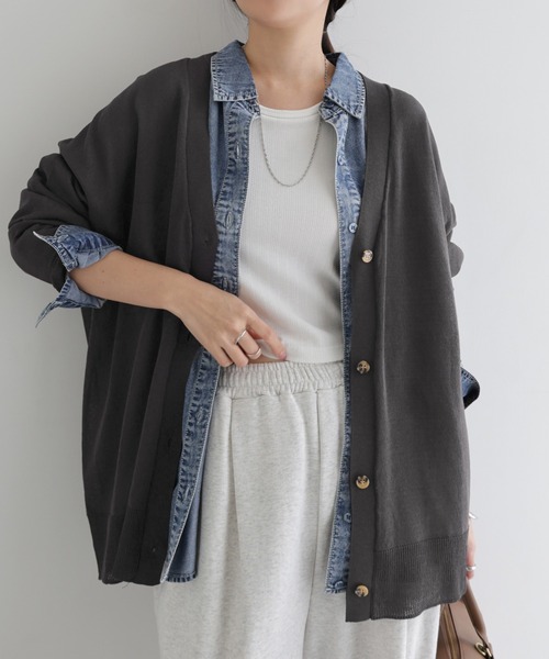 IENA FILMY COTTONカーディガン グレー　シアーカーディガン　白 追加3》FILMY COTTONカーディガン（カーディガン）｜IENA（イエナ）の