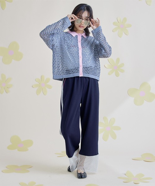 miette パンツ メッシュ切替サイドライントラックパンツ