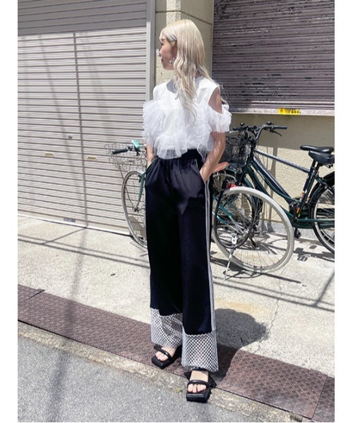 miette パンツ メッシュ切替サイドライントラックパンツ