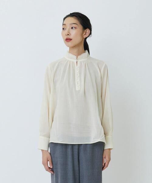 LOISIR ブラウス シャツ 二重フレアーカラーブラウス レディース