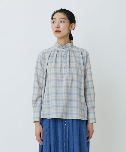 LOISIR ブラウス シャツ 二重フレアーカラーブラウス レディース 