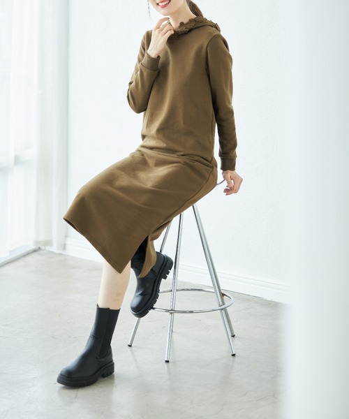 新品 トッコ フラワー レース 裏起毛 パーカー ワンピース ● tocco closet ワンピース 「ZOZO限定」立体フラワーレース付き裏
