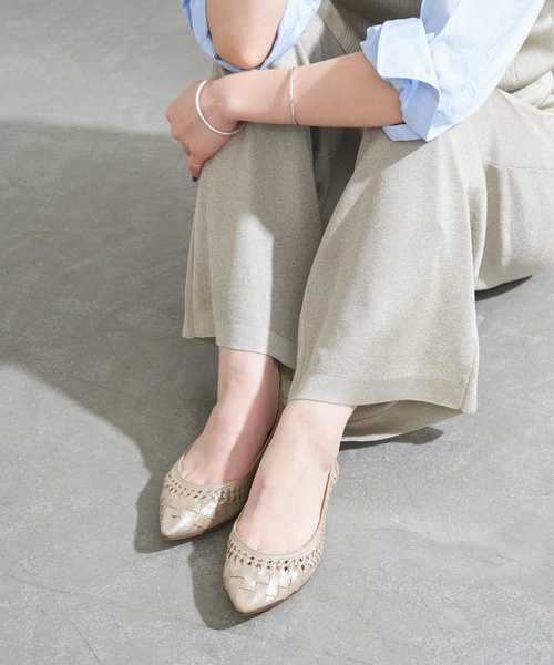 LE TALON シューズ ポインテッドサシメッシュフラット