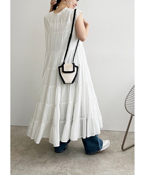 専用 美品 ヌキテパ インド綿 ティアードワンピース ミント インド綿/ドロストティアードワンピース｜クラフトスタンダード
