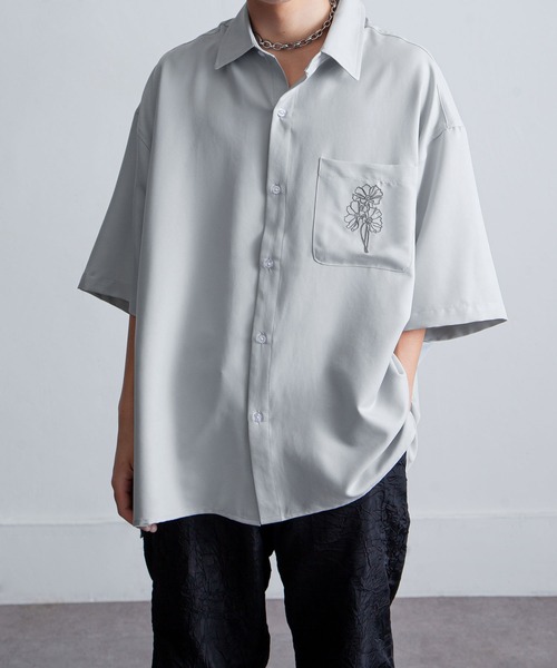 Nilway（ニルウェイ） シャツ 半袖 刺繍デザイン オーバーサイズ