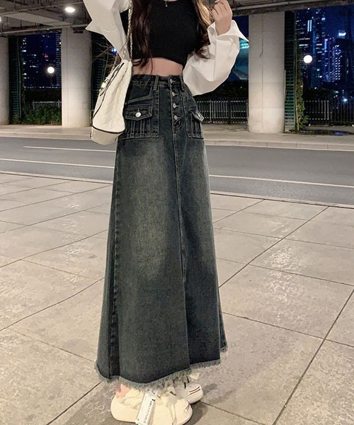 DIESEL ハイウェスト デニムスカート gossip!ロサンゼルス デニムスカート ハイウェストデニムロング